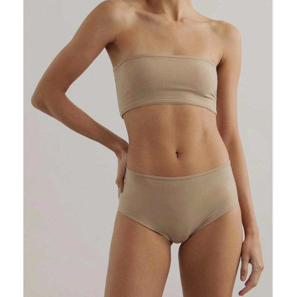 Alaia Women's Beige Second Skin Knit Brief & Bra Set Size 40